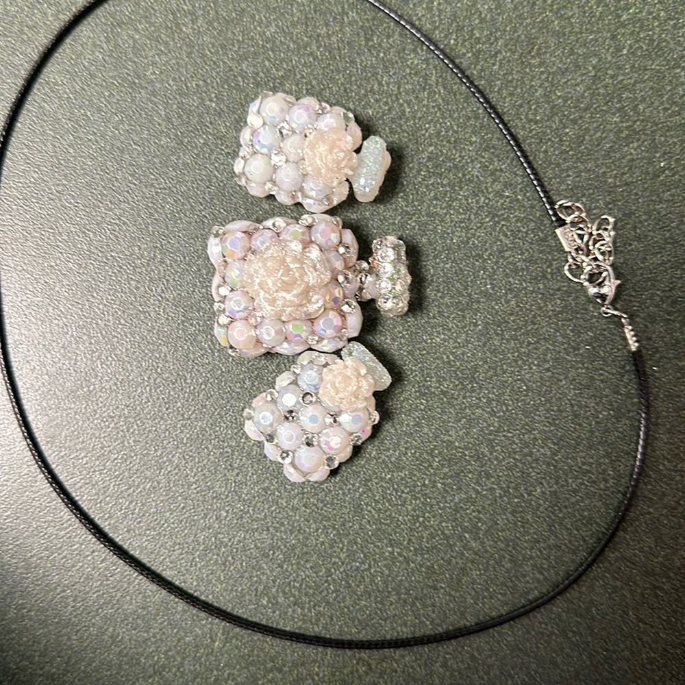 Perfume Bottle Necklace and earrings